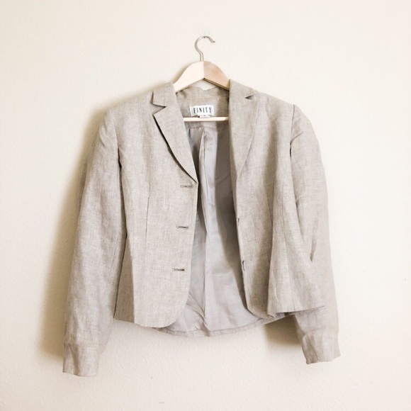Vintage 90s Finity Linen Beige Blazer - Picture 2 of 3